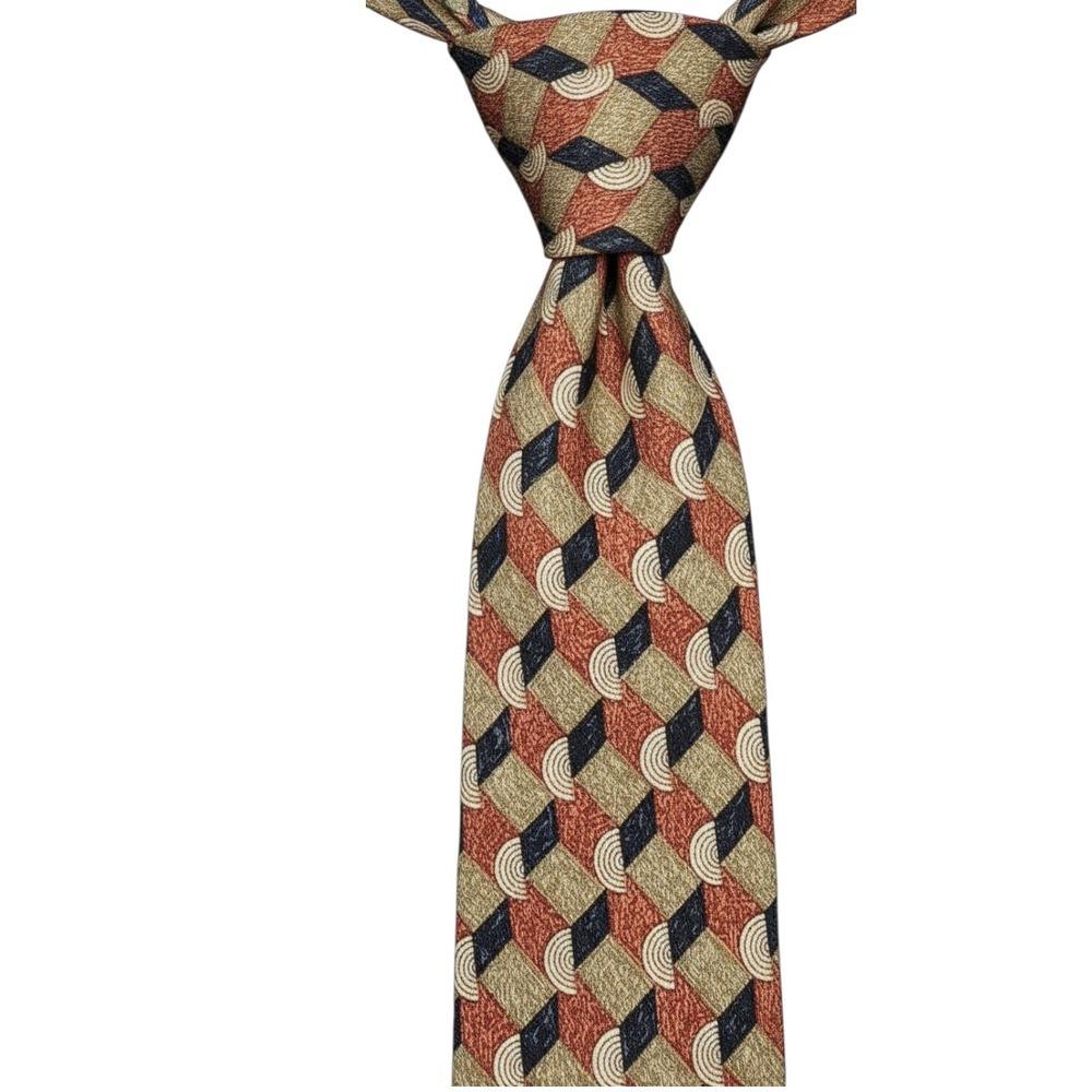 Ermenegildo Zegna Mens Vintage Geometric Silk Tie Made In‎ Italy Multicolor